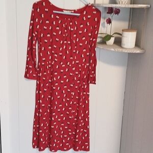 Boden Red Print Pullover Jersey Dress 6R